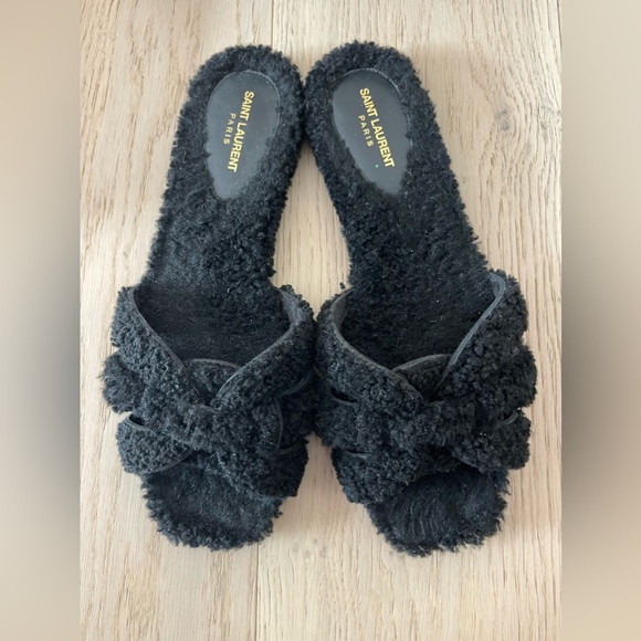 Saint Laurent Shearling tribute slide - Picture 1 of 4
